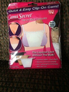Cami Secret Clip On Mock Camisoles Set Of 3 Black Beige White Women's One Size